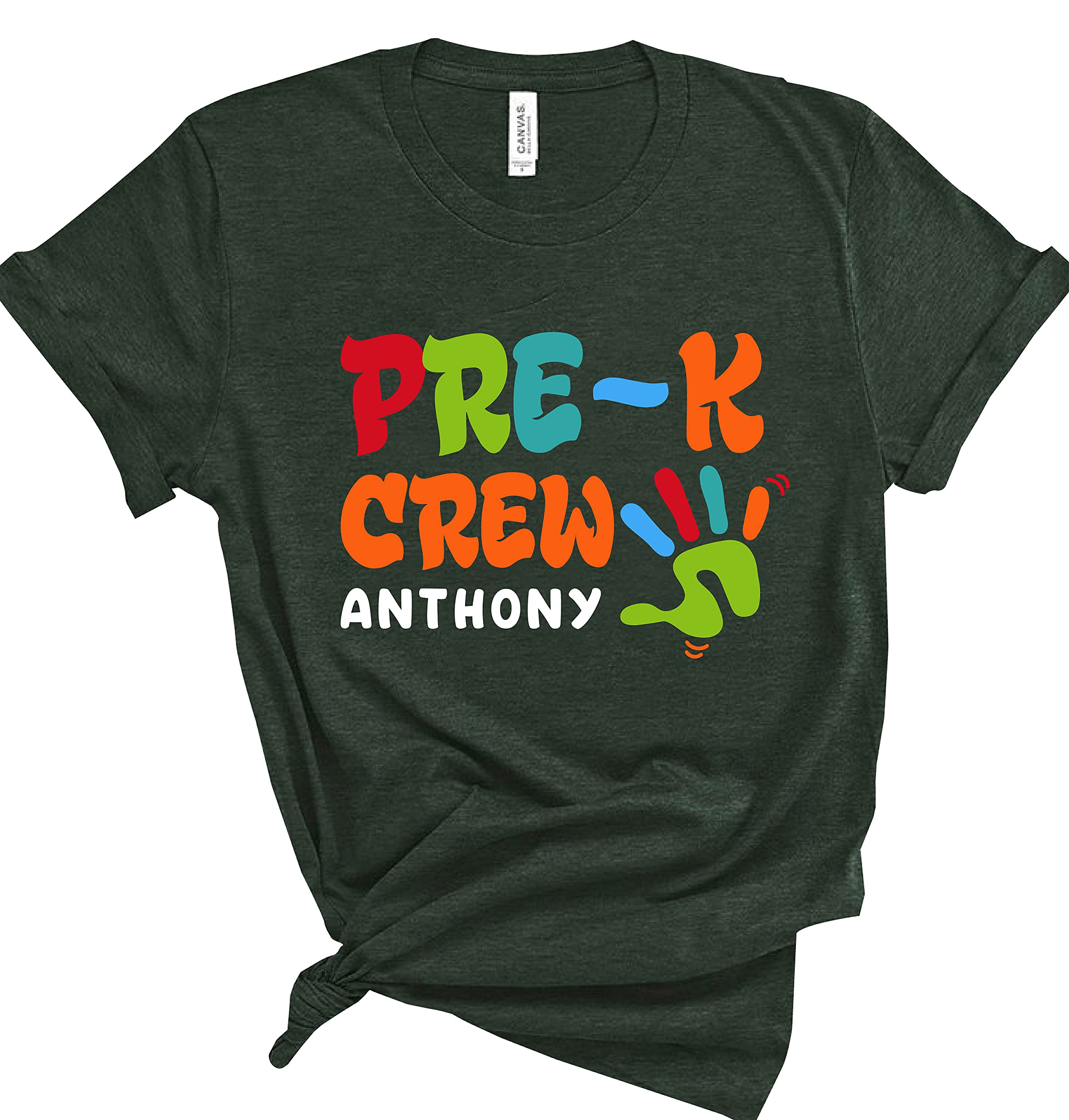 Personalized Pre-K Crew Neck T-Shirts - First Day of School Shirts for Kids & Teachers - Custom Kindergarten Teacher Gifts - Preschool Graphic Tees for Women & Men - Perfect for School Events, Classroom Activities and Teacher Appreciation Gifts