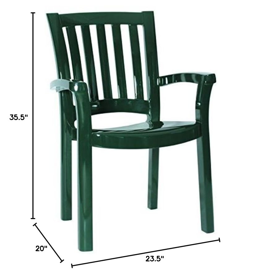 Premium Green Resin Patio Dining Arm Chairs (Set of 2) - Weather-Resistant Outdoor Furniture for Garden, Poolside & Backyard Relaxation