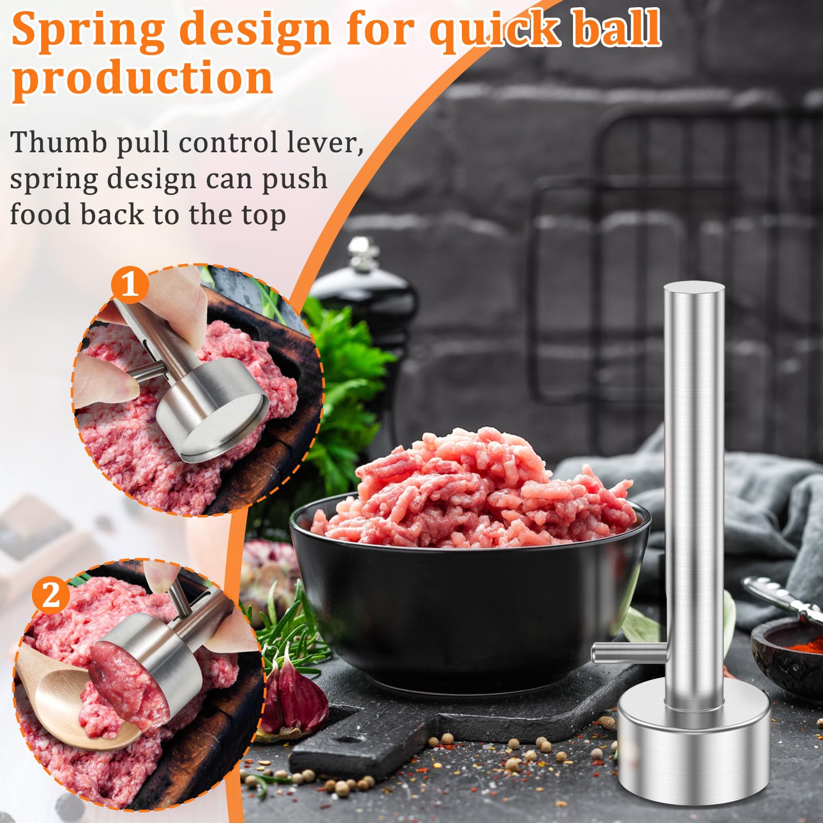 Stainless Steel Falafel Maker - Silver Kitchen Tool for Perfect Homemade Falafel (1 Count) | Ideal for Middle Eastern Cooking, Vegan Meals & Healthy Snacks