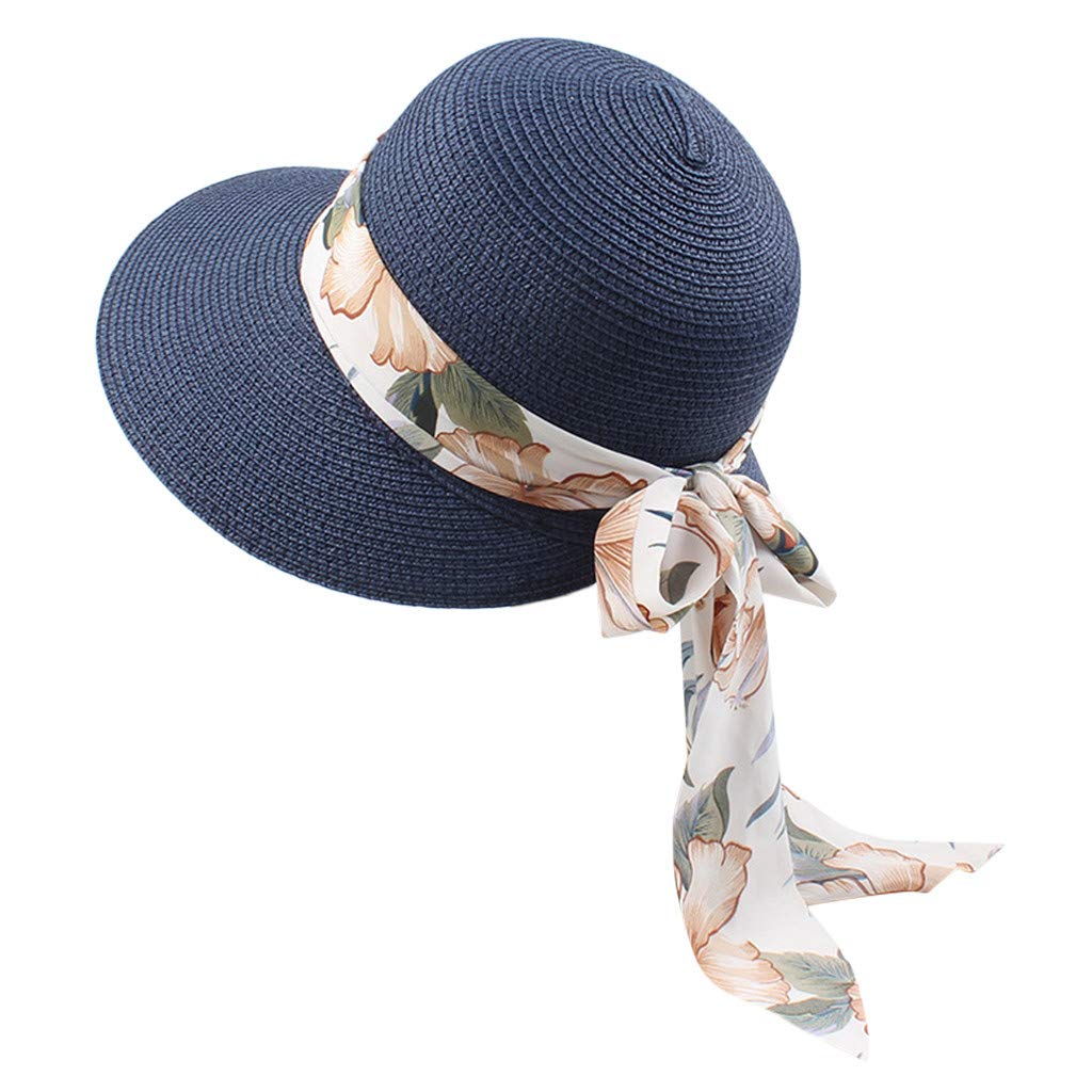 Women's UPF 50+ Sun Hat - Foldable Straw Beach Hat for Summer, Fashionable Floppy Wide Brim Sun Protection Hat - Perfect for Beach Vacations, Pool Parties & Outdoor Activities