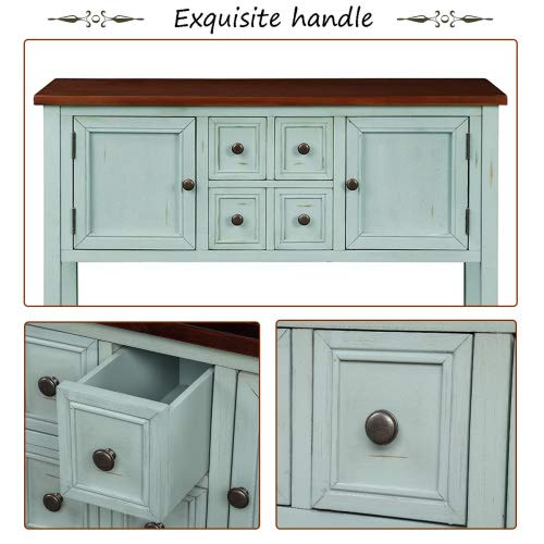 Antique Blue Buffet Sideboard Console Table with Storage Drawers & Cabinets - Sofa Table, End Table for Living Room, Dining Room - Perfect for Home Decor & Extra Storage Space