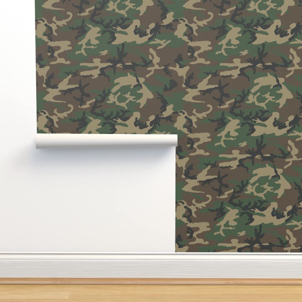 Premium Commercial Grade Woodland Camo Wallpaper - 27ft x 2ft Army Abstract Traditional Design for Home & Office Decor | Perfect for Bedrooms, Living Rooms, and Commercial Spaces