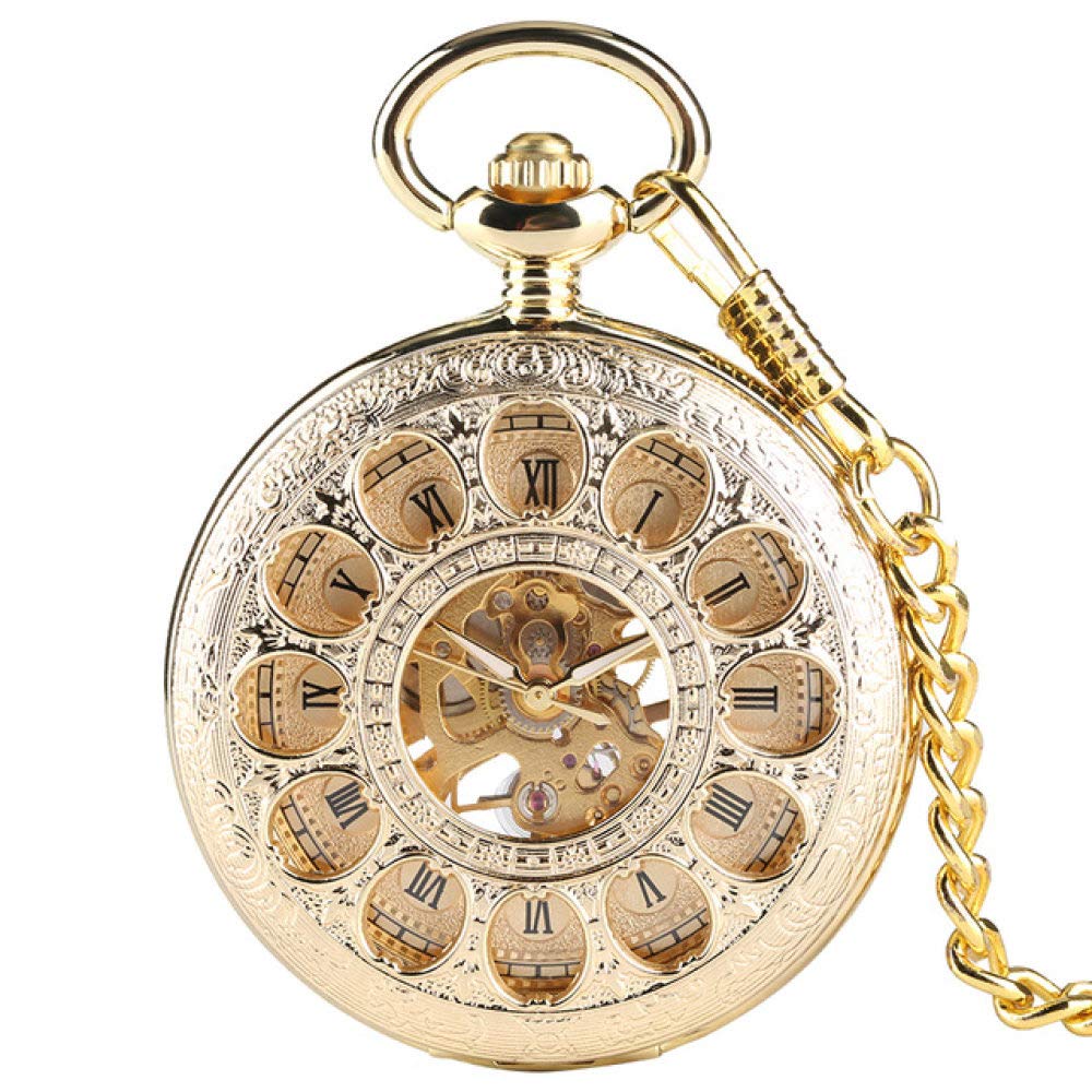 Vintage Mechanical Pocket Watch for Men & Women - Roman Numerals, Silver/Gold Half Hunter Design - Luxury Gift for Him/Her | Perfect for Weddings, Collectors & Steampunk Fashion