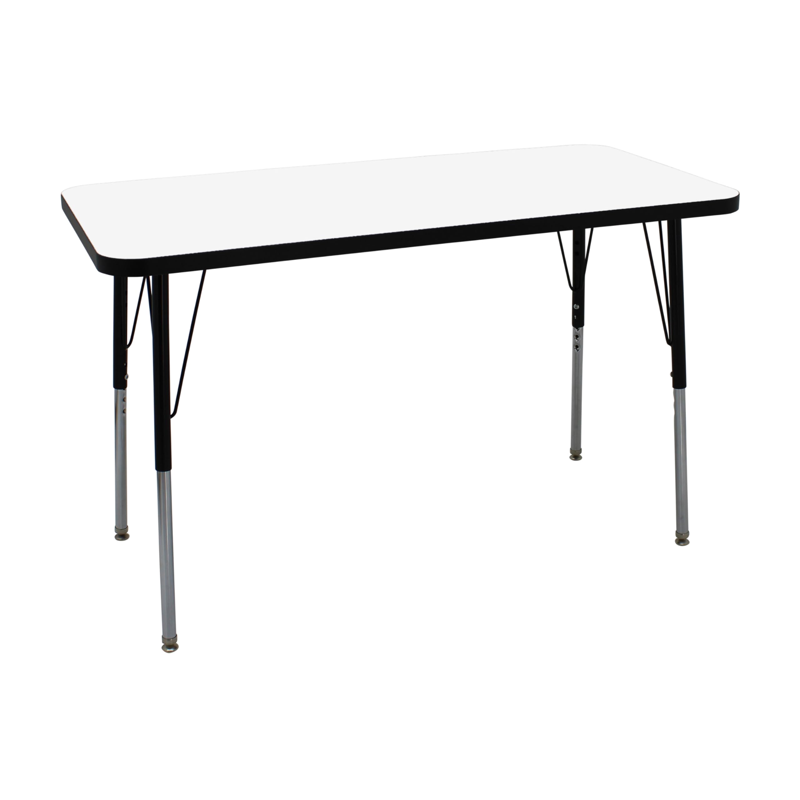 FDP 24x48 Inch Adjustable Height Dry-Erase Activity Table - Whiteboard Top with Black Edge for School, Office & Home - Swivel Glide Standard Legs (19-30