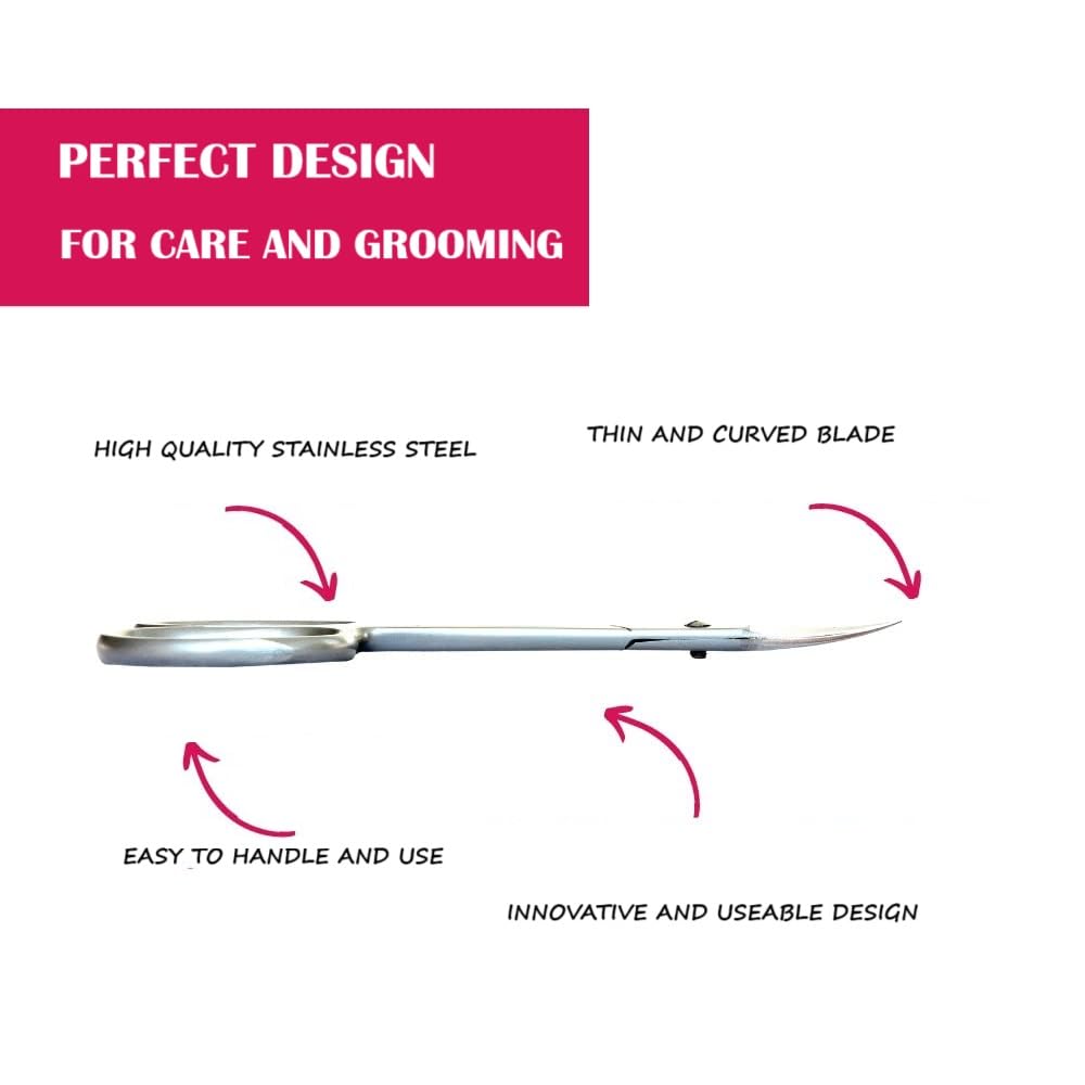 KANCHI Professional Cuticle Scissors - Sharp Curved Blade, Ultra Slim Precision Manicure & Pedicure Scissors with Pointed Tip for Eyebrow & Eyelash Grooming | Perfect for Salon, Home & Travel Nail Care