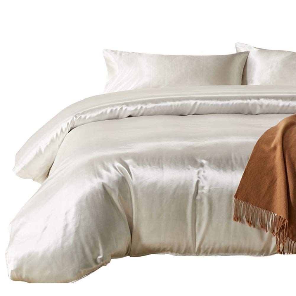 Angel's Bedding 3-Piece Silky Satin Duvet Cover Set - 100% Hypoallergenic Polyester, Full XL (88