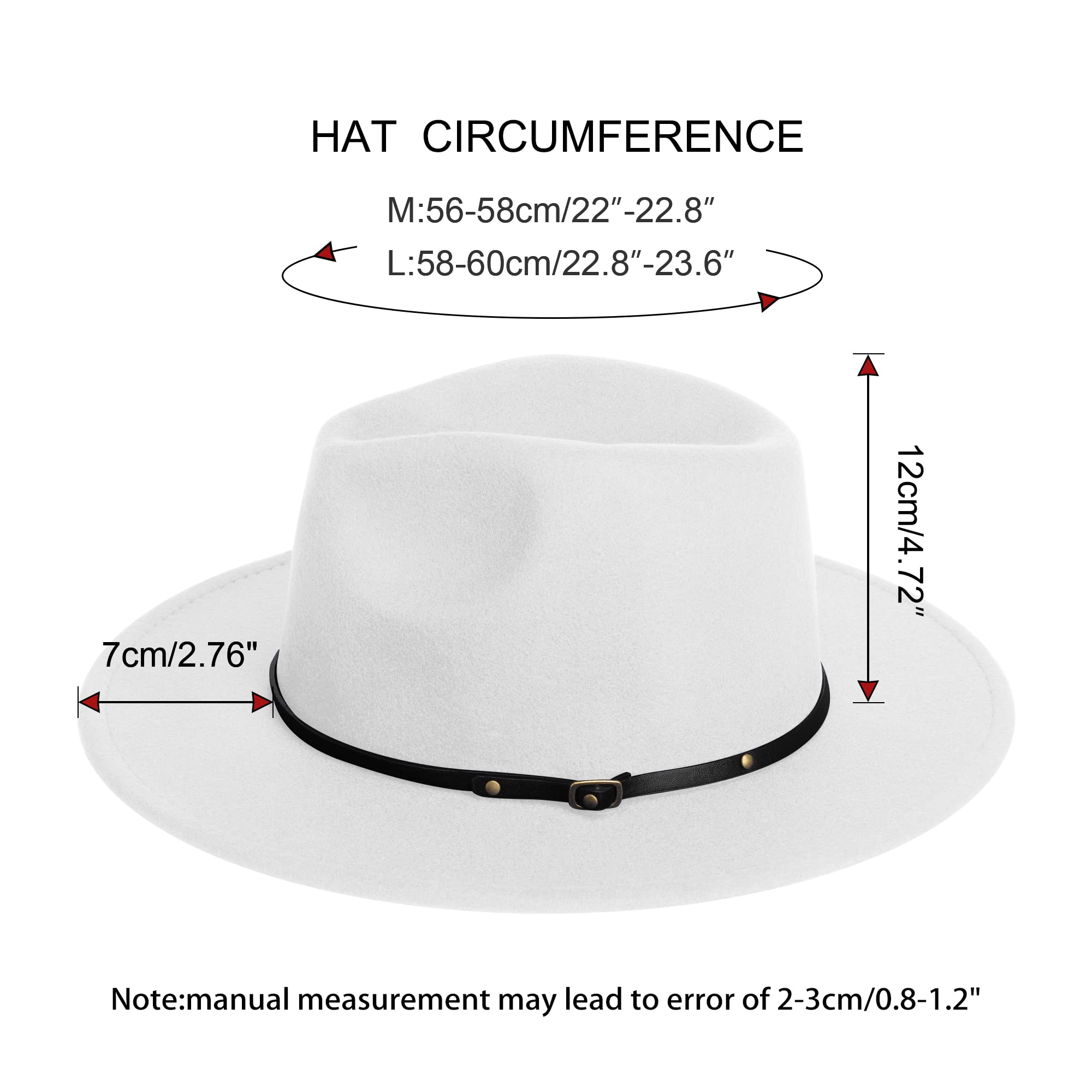 Stylish SAJUZEN Wide Brim Fedora Hat for Women & Men - Premium Felt Hat with Decorative Belt Buckle - Perfect for Outdoor Events, Weddings, and Fashion Accessories