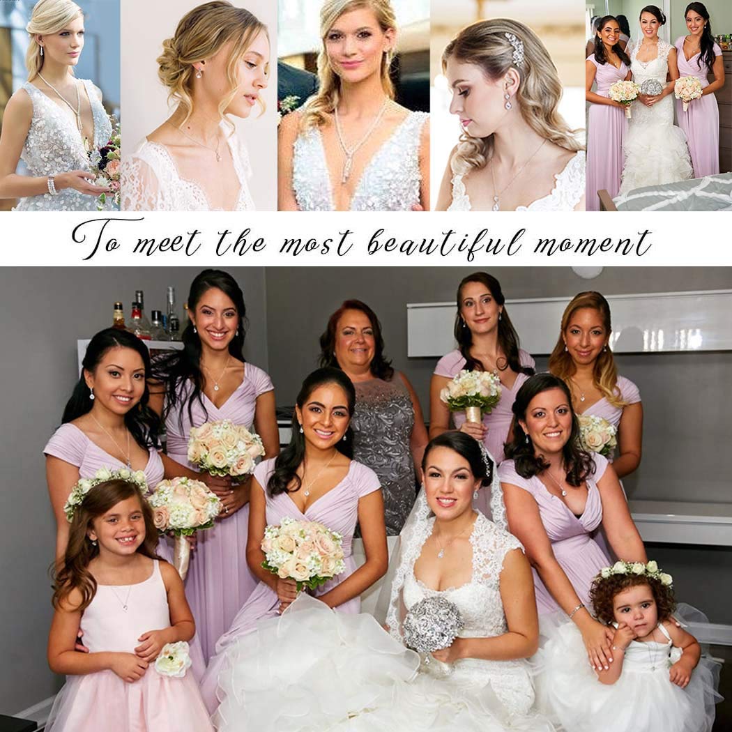 YBSHIN Bridal Silver Jewelry Set - Rhinestone Crystal Necklace for Wedding Bride & Bridesmaids | Elegant Butterfly Jewelry Set for Women & Girls | Perfect for Weddings, Proms, and Special Occasions