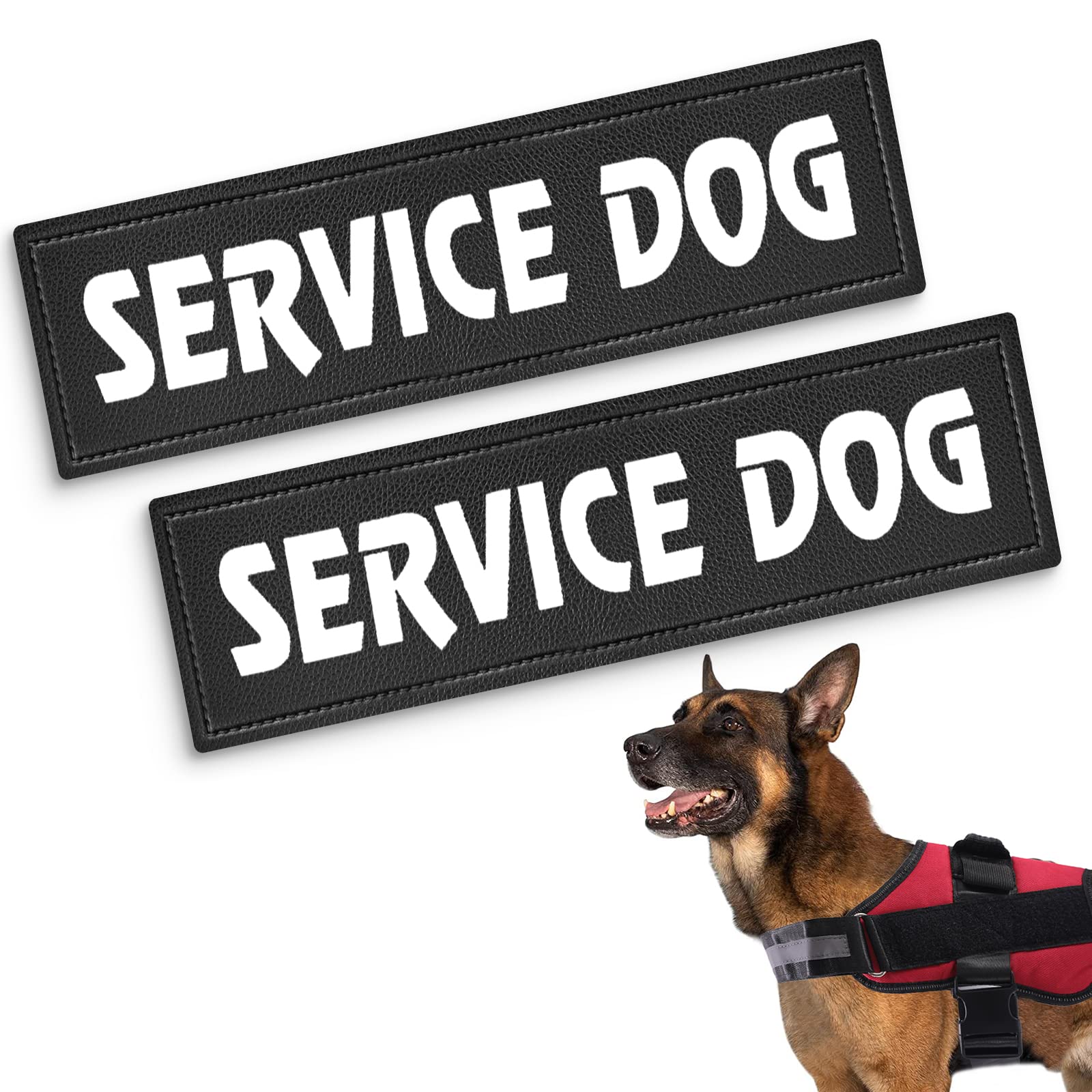 Service Dog Vest Patches - Emotional Support, Therapy & Training DO NOT PET PU Patches with 2 Free Removable Dog Tags for Harness, Collar & Leash - Perfect for Public Outings, Travel & Assistance Work