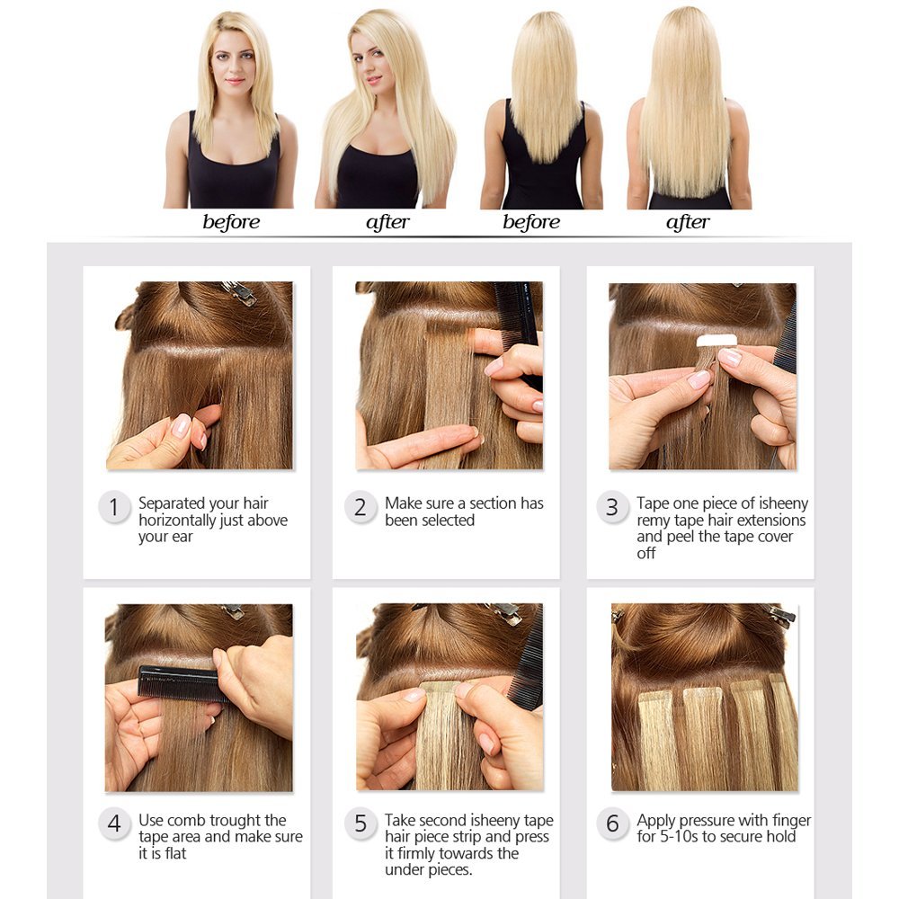 20Pcs Ombre Natural Black to Medium Brown Tape-In Human Hair Extensions - 100% Human Hair, Silky Straight, 20In 50g - Perfect for Daily Styling, Parties & Special Occasions