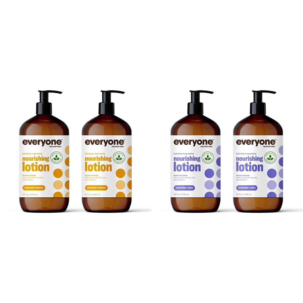 Nourishing Hand & Body Lotion 32oz (2-Pack) - Coconut Lemon & Lavender Aloe Scent | Deep Hydration for Dry Skin | Perfect for Home, Office & Travel Use