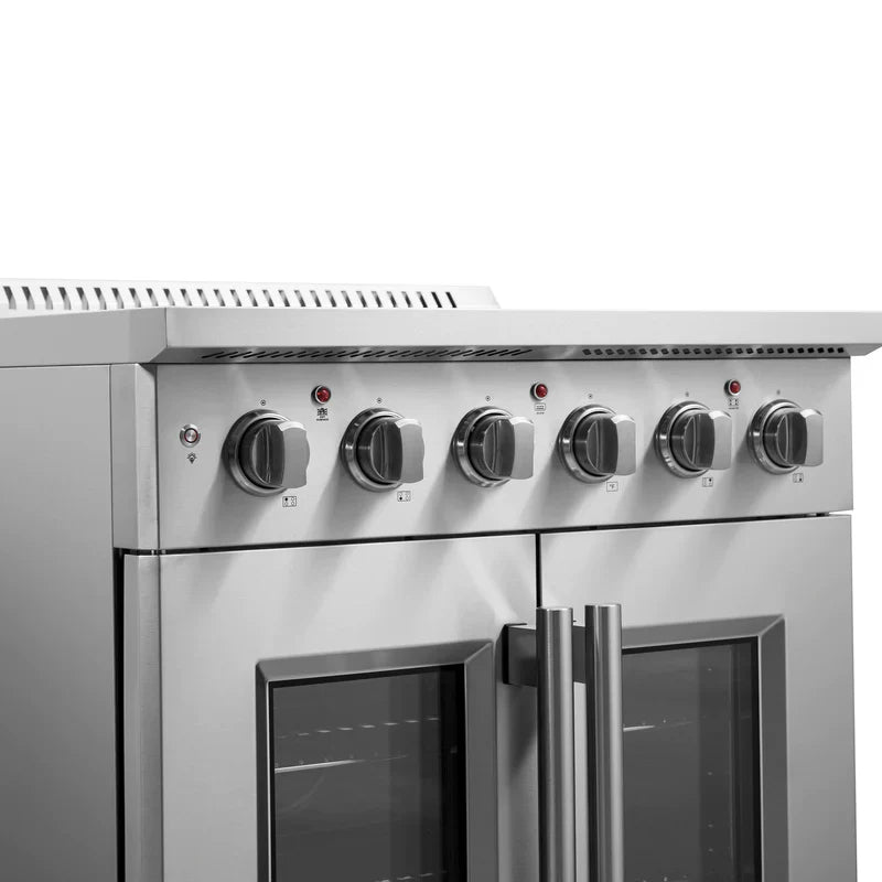 FORNO Galiano 30 Inch French Door Electric Range with Convection Oven - Stainless Steel FFSEL6917 30