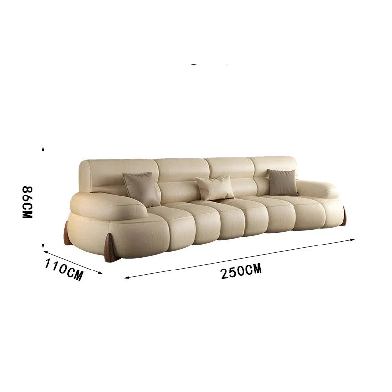 Premium Genuine Cowhide Leather Sectional Sofa Set - 7-Piece Modern Living Room Furniture for Luxury Home & Office Decor