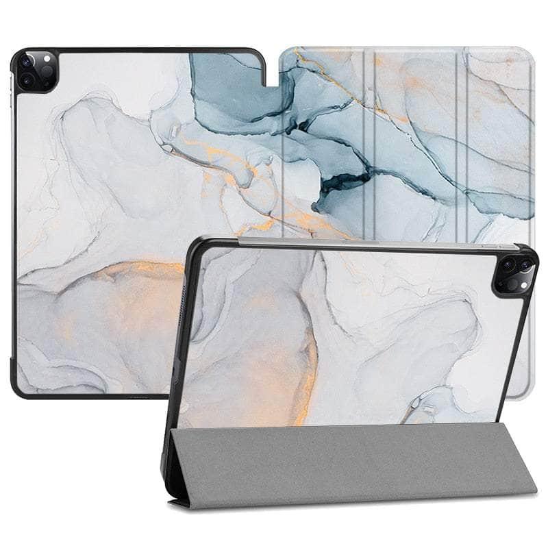 MTT Marble iPad Pro 11 Vegan Leather Flip Stand Case - Slim Protective Cover with Auto Sleep/Wake for 2022/2021 iPad Pro 11 Inch - Perfect for Work, Travel & Home Use