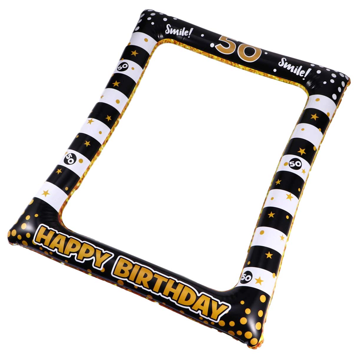 BESTOYARD 2 Pack Inflatable Photo Frames - Happy Birthday Selfie Props, 50th Birthday Balloon Decorations for Party Photo Booth, Anniversary Celebrations & Social Media Pictures
