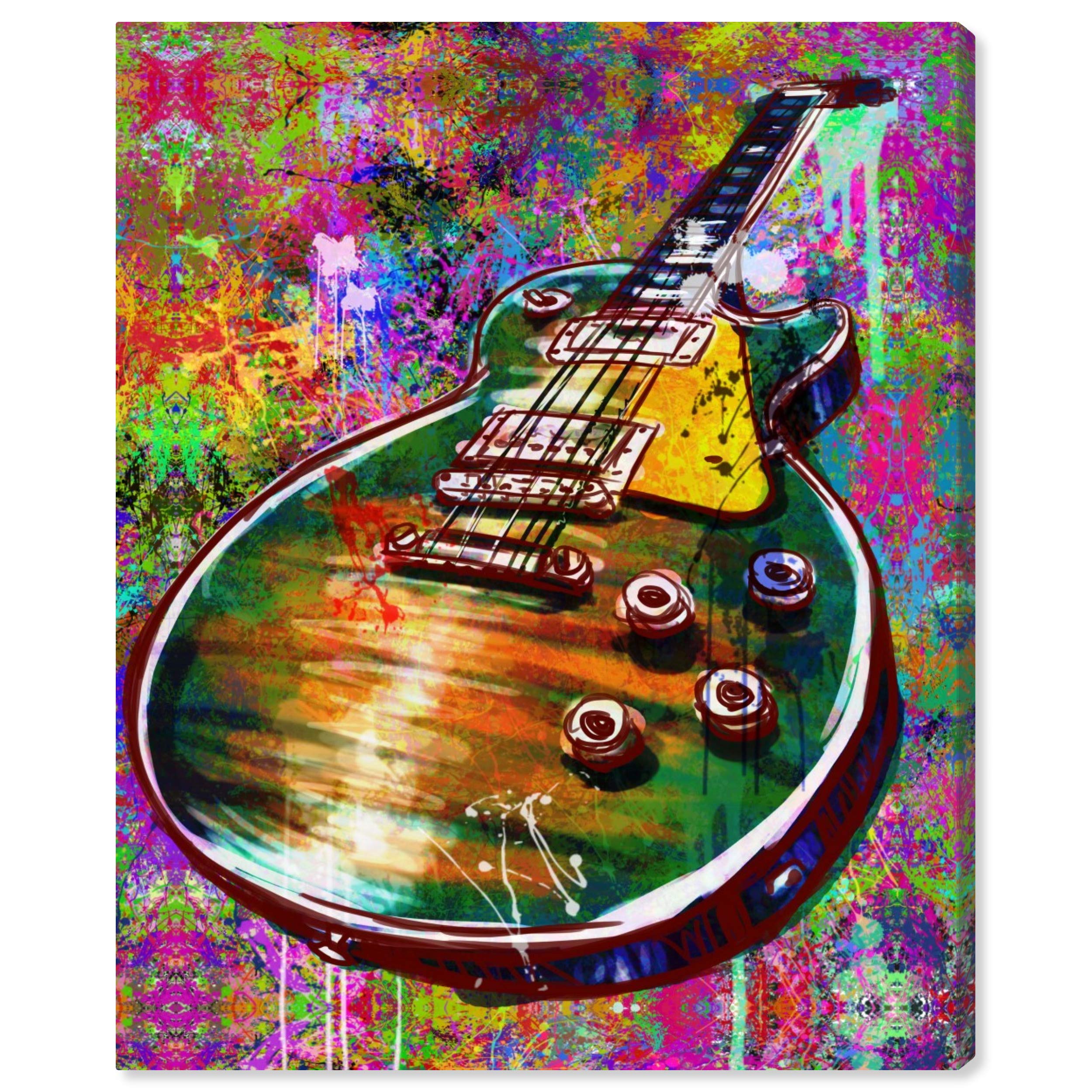 Oliver Gal Artist Co. 'Play II' Music Themed Wall Art Canvas Print - 36x45 Inches Green & Yellow Abstract Home Decor - Perfect for Living Room, Bedroom or Music Studio Decoration