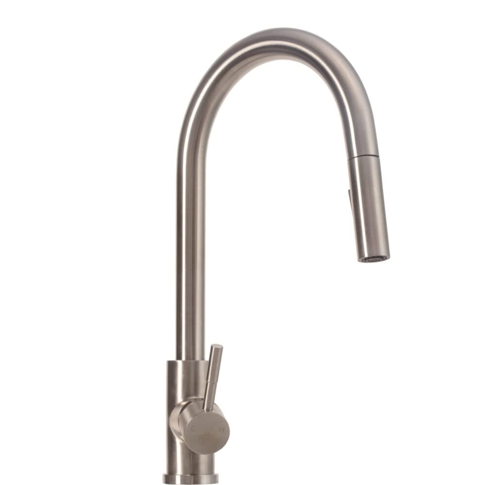 Strictly Sinks Pull Down Kitchen Faucet - Brushed Nickel Laundry Faucet with 360° Swiveling Spout & Dual Spray Modes for Kitchen, Bar & Utility Sink | Perfect for Washing Dishes, Filling Pots & Cleaning Tasks