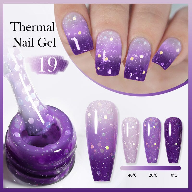 Purple Glitter Thermal Nail Gel Polish - 10ml Professional UV/LED Gel for Manicures & Pedicures - Perfect for Nail Salons, DIY Home Nail Art, Parties & Special Occasions