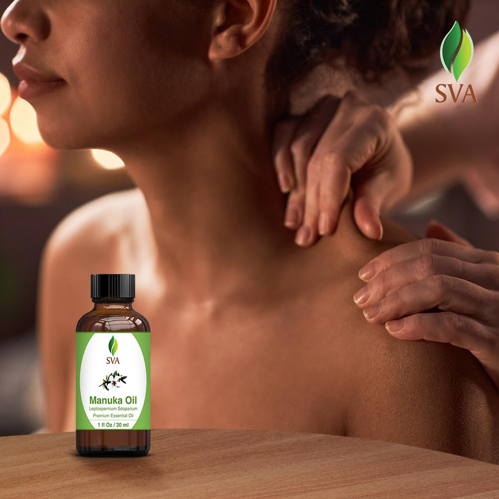 **SVA 100% Pure Manuka Essential Oil - 1 Fl Oz Natural Therapeutic Grade for Diffusers, Aromatherapy, Skin & Hair Care - Perfect for Massage, Soap Making, Candles & DIY Beauty Recipes**    *(Use for Relaxation, Stress Relief, Skincare Routine, Homemade Spa Treatments & Natural Home Fragrance)*