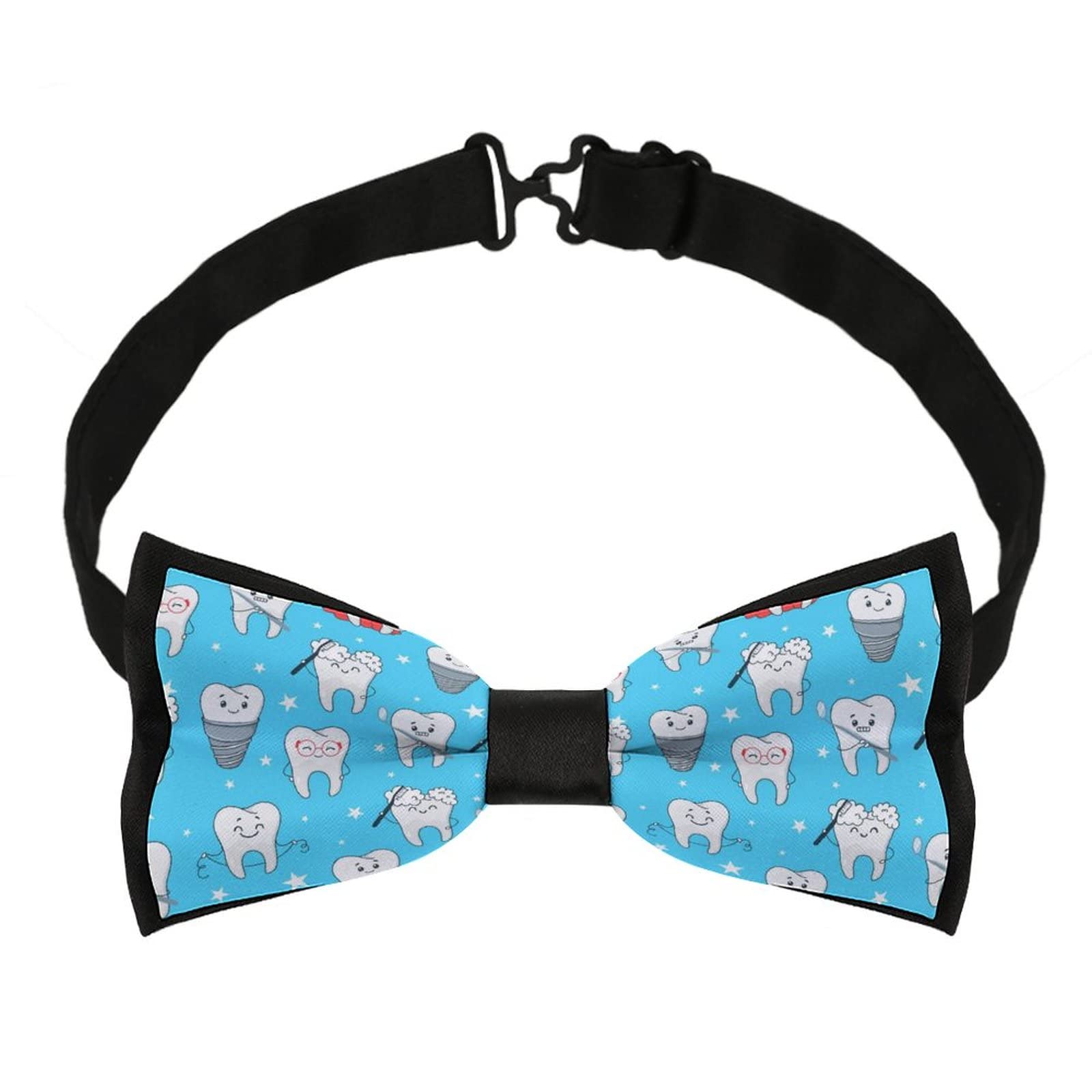 Funny Teeth Bow Tie for Men - Adjustable Pre-Tied Dentist Necktie - Perfect Gift for Dental Professionals & Costume Parties - Office, Halloween & Cosplay Accessory