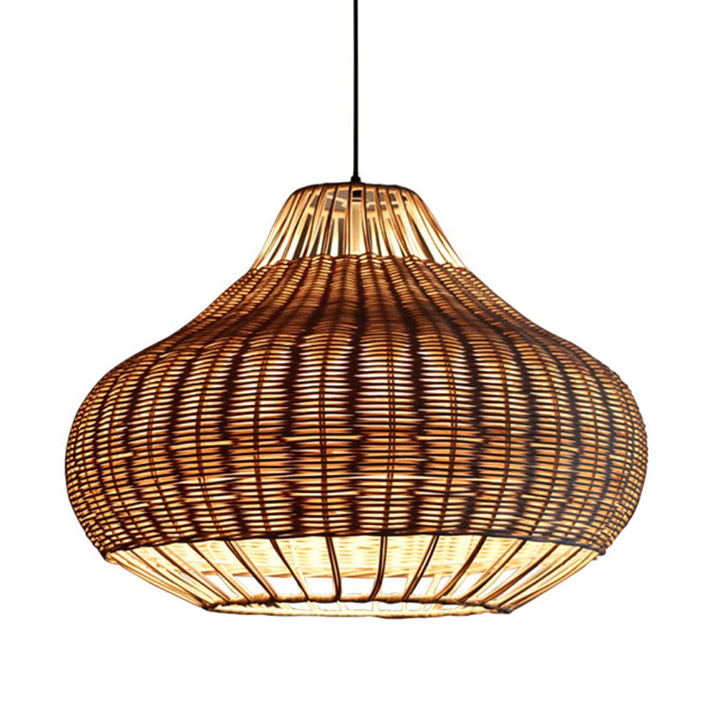 Handwoven Bamboo Pendant Lamp - Natural Rattan Chandelier with E27 Socket for Ceiling Lighting | Perfect for Living Room, Bedroom, Restaurant, Cafe, Teahouse, Bar & Dining Room Decor | Creates Cozy Boho Ambiance for Relaxation & Entertaining