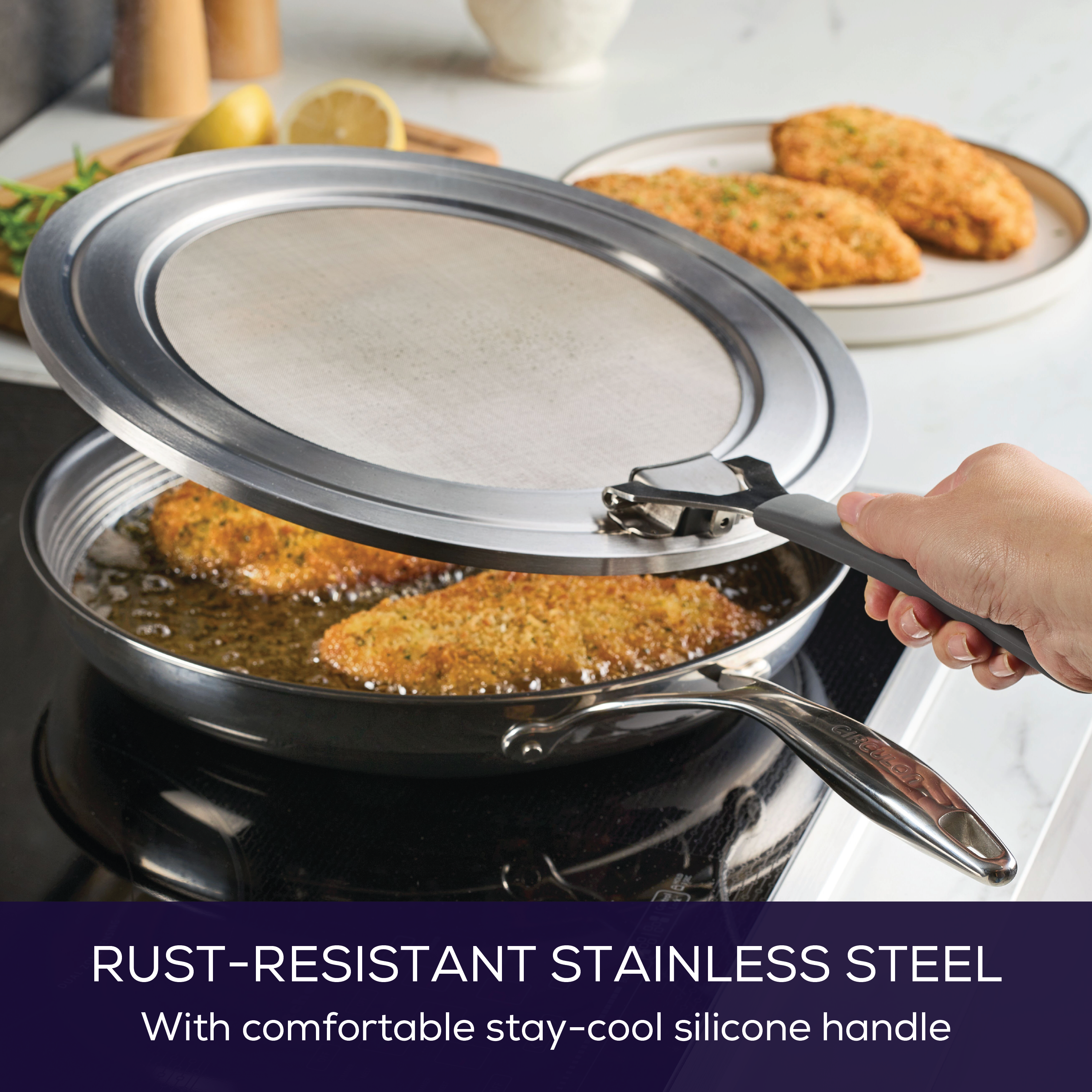 Premium Universal Stainless Steel Splatter Guard for Frying Pans - 12 Inch Oil Splash Protector for Cooking, Frying & Sauteing - Durable Kitchen Essential for Mess-Free Stovetop Cooking