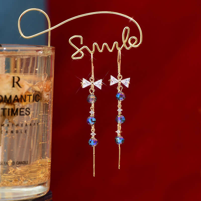 Tiny Bow Threader Earrings - Dainty Gold/Silver Threader Earrings for Women | Perfect for Everyday Wear, Parties & Gifts (Style A8844)
