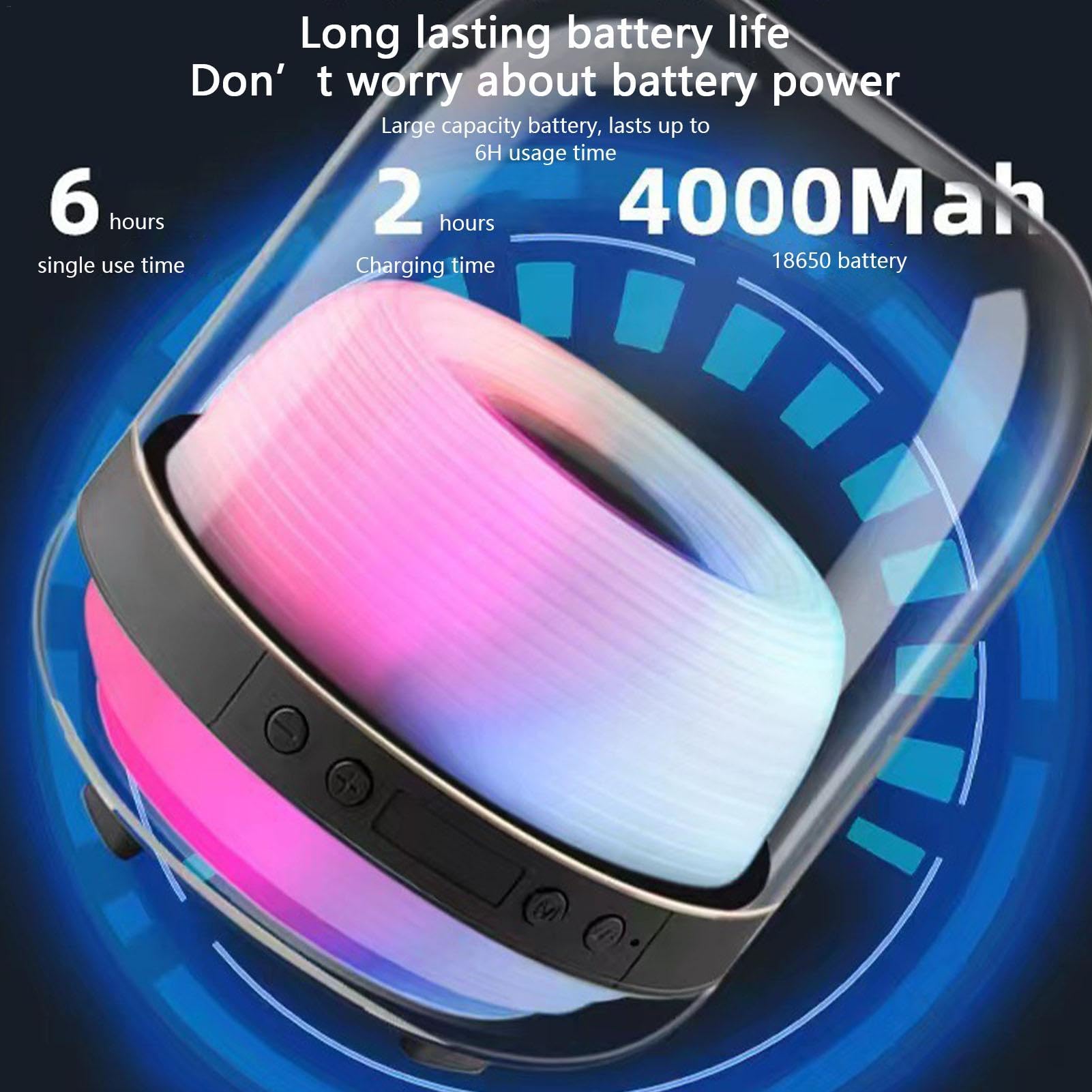 Portable Wireless Bluetooth Speaker with LED Lights - High-Quality Sound, Powerful Bass, IPX5 Waterproof for Outdoor, Home, Dorm, Apartment, Yard | Perfect for Parties, Camping, Beach & Indoor Entertainment