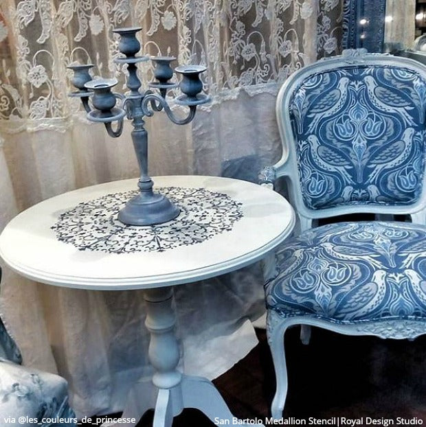 San Bartolo Alison Woolley Medallion Furniture Stencil - DIY Home Decor Stencils for Wood, Walls & Fabric - Perfect for Furniture Painting, Wall Art & Craft Projects