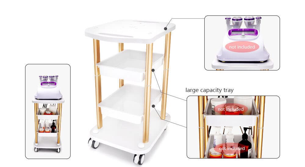 Beauty Trolley Cart with Wheels - Heavy Duty Salon & Spa Rolling Cart Organizer (150kg Capacity) | Perfect for Hair Salon Equipment, Spa Storage & Beauty Machine Organization | Ideal for Professional Salons, Home Spa Setup & Mobile Beauty Services