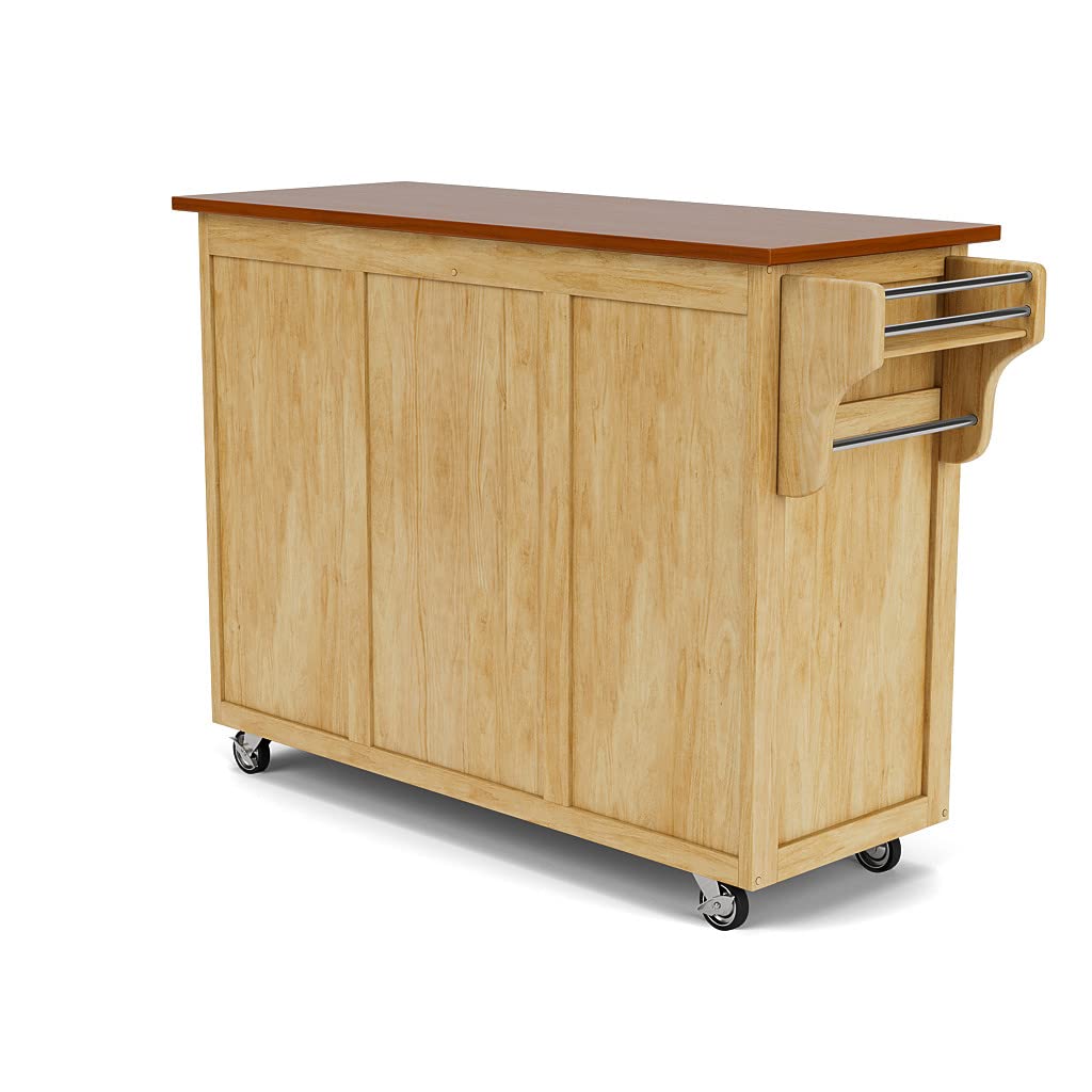 Homestyles Oak Kitchen Cart with Wheels - Natural Wood Rolling Island for Small Spaces - Perfect for Storage, Prep Work, and Serving in Apartments & Compact Kitchens