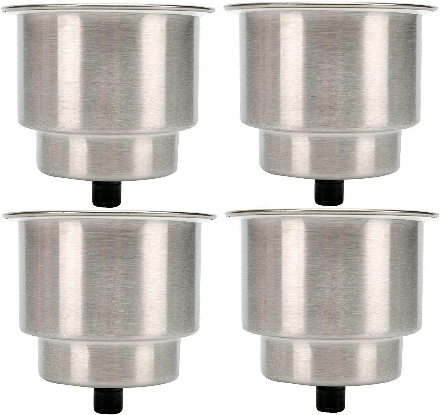 ISURE MARINE 4-Pack Stainless Steel Self-Draining Cup Holder for Boats, RVs, Campers - Recessed Drink Holder with Drain Hole for Marine Use | Perfect for Fishing, Sailing, and Outdoor Adventures