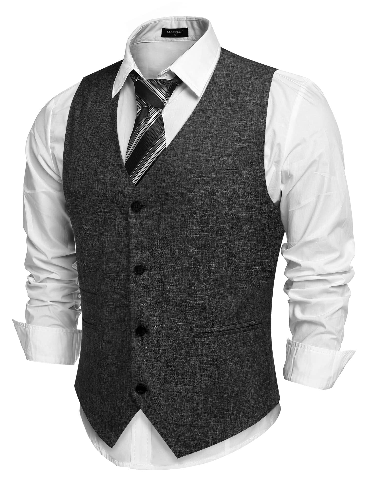 COOFANDY Men's Slim Fit Casual Business Vest - Lightweight Waistcoat for Office, Wedding & Formal Events | Breathable & Comfortable Suit Vest for Professional & Smart Casual Outfits