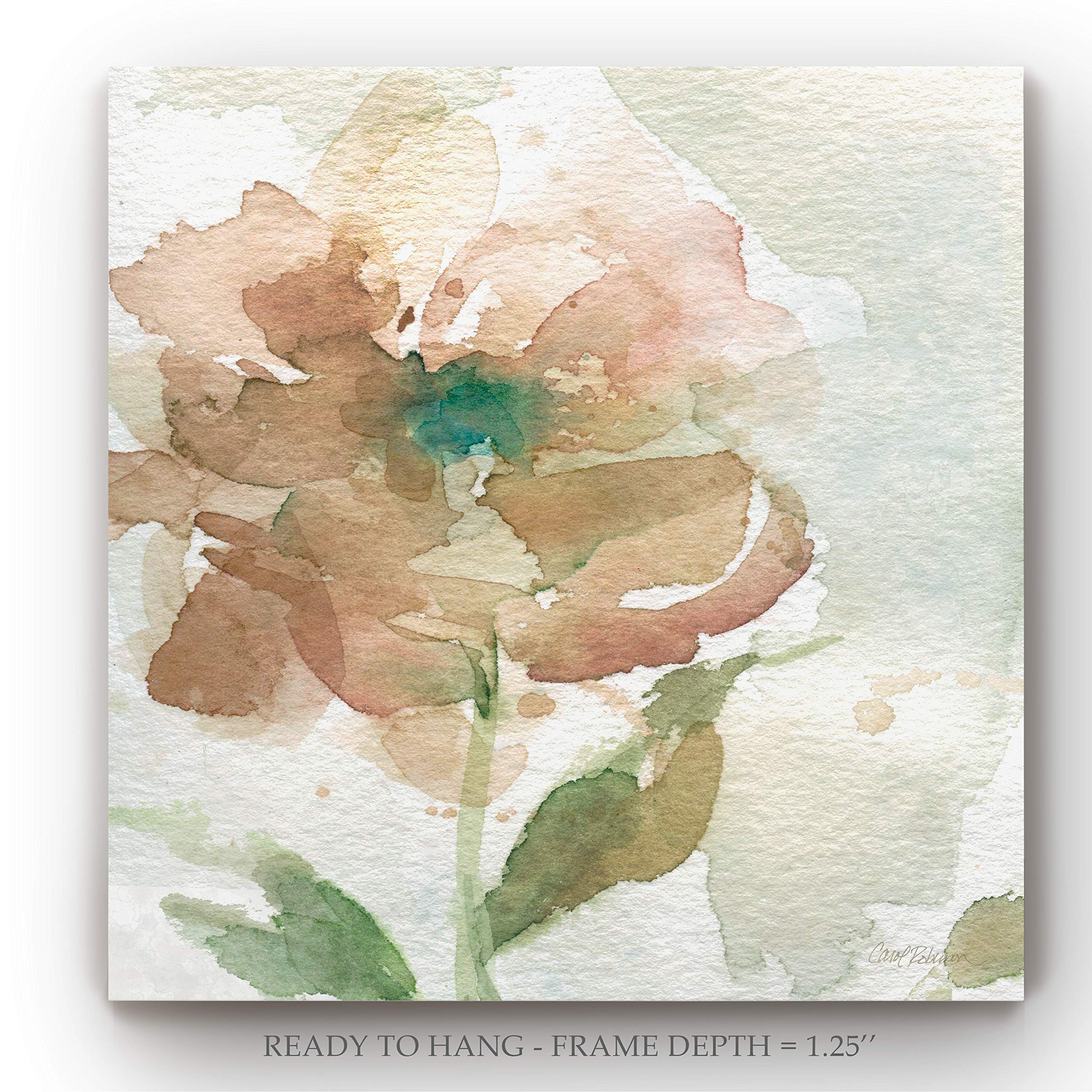 Abstract Floral Canvas Wall Art - Pink & White Flower Painting Print for Modern Home Decor - 24x24 Inch - Perfect for Bedroom, Living Room, Office, Kitchen & Dining Room Wall Decor