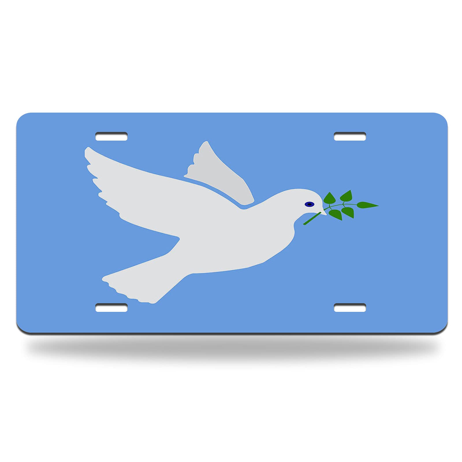 Peace Dove Flying with Olive Branch License Plate - 12x6 Inch Metal Vanity Car Tag for Men & Women - Blue Background White Bird Decorative Plate for Cars, Trucks, RVs - Perfect for Peace Lovers & Nature Enthusiasts