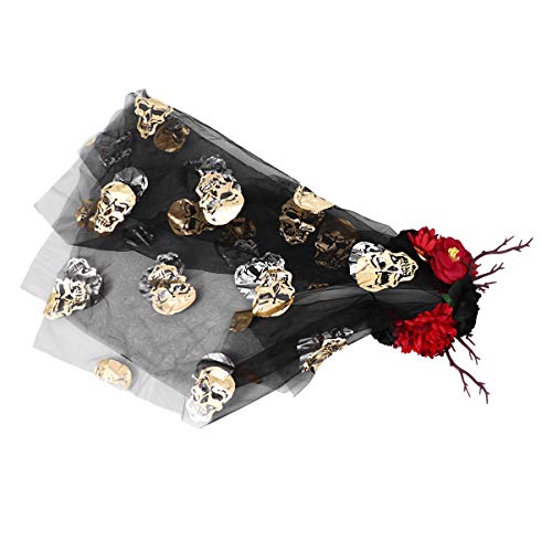 Beaupretty Halloween Tree Branches Headband - Day of the Dead Floral Crown Veil with Skeleton for Women | Costume Party, Cosplay, Dia de los Muertos Celebration