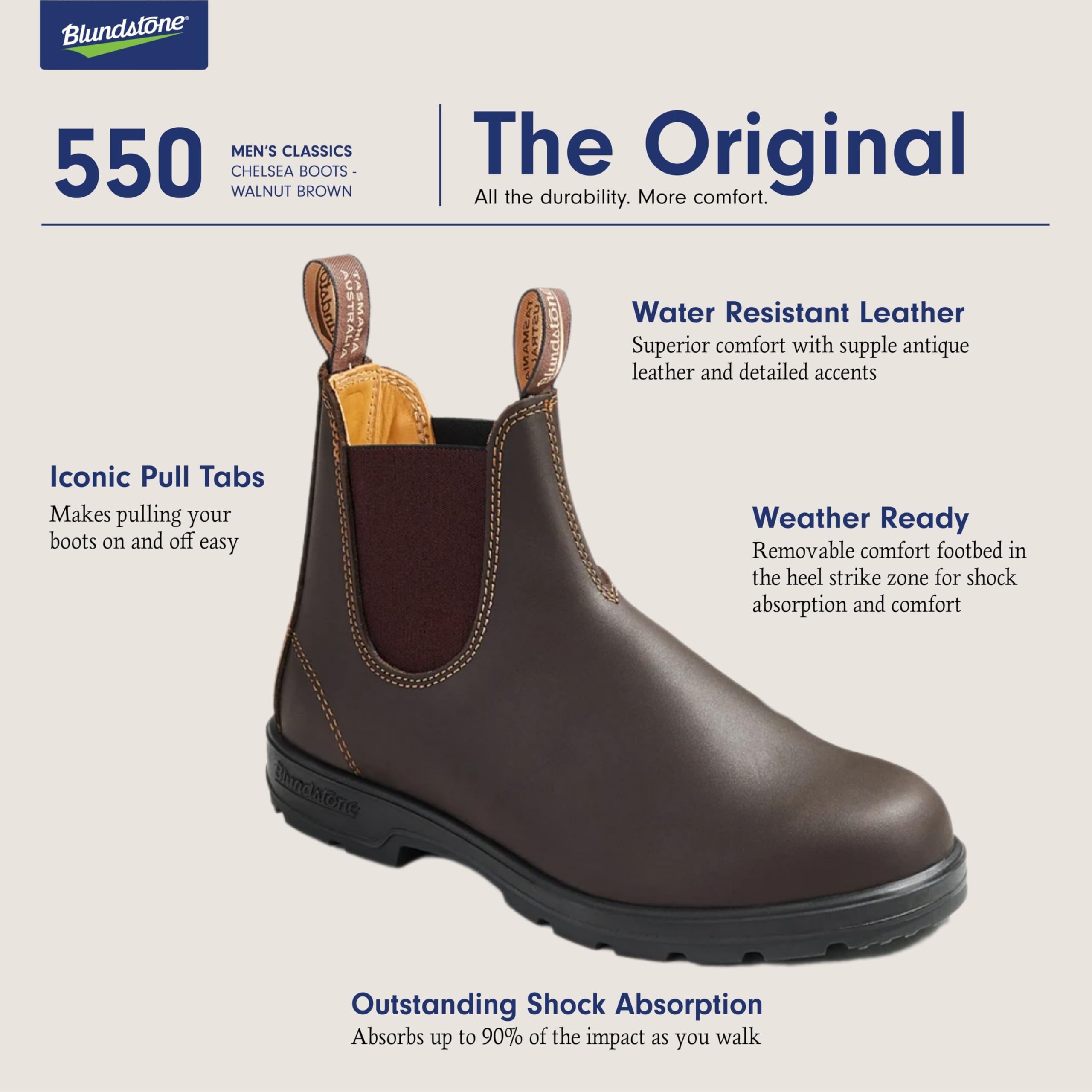Blundstone Unisex Classic 500 Chelsea Boots for Men & Women - Comfortable Slip-On Ankle Boots for Work, Hiking & Everyday Wear