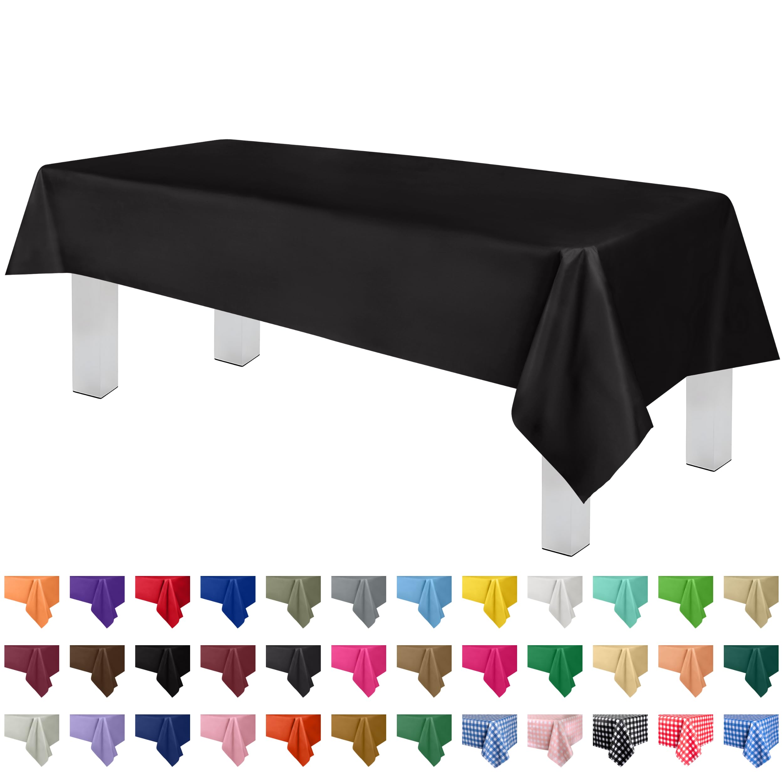 Premium Disposable Black Plastic Tablecloth (6 Pack) 54