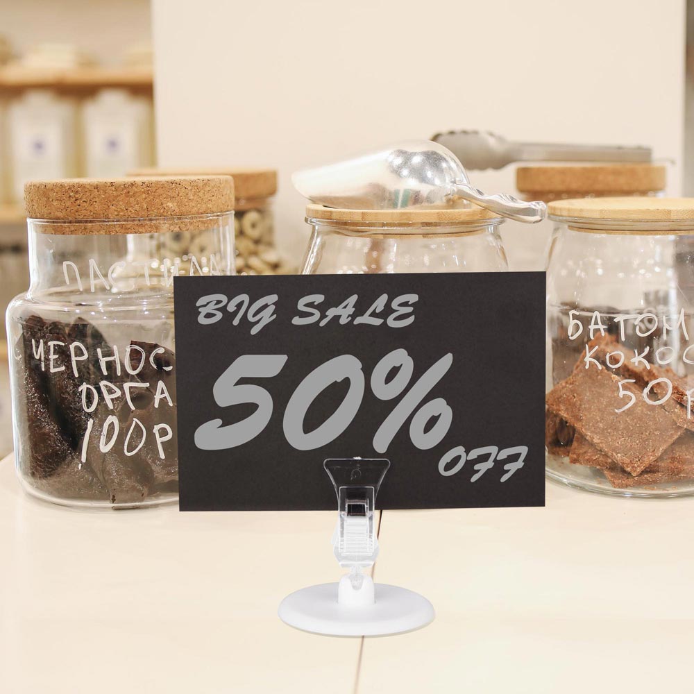 TheLAShop Rotating Table Sign Holders - 16 Pack Acrylic Sign Clips for Restaurants, Stores & Events - Perfect for Menu Displays, Promotions & Directional Signage