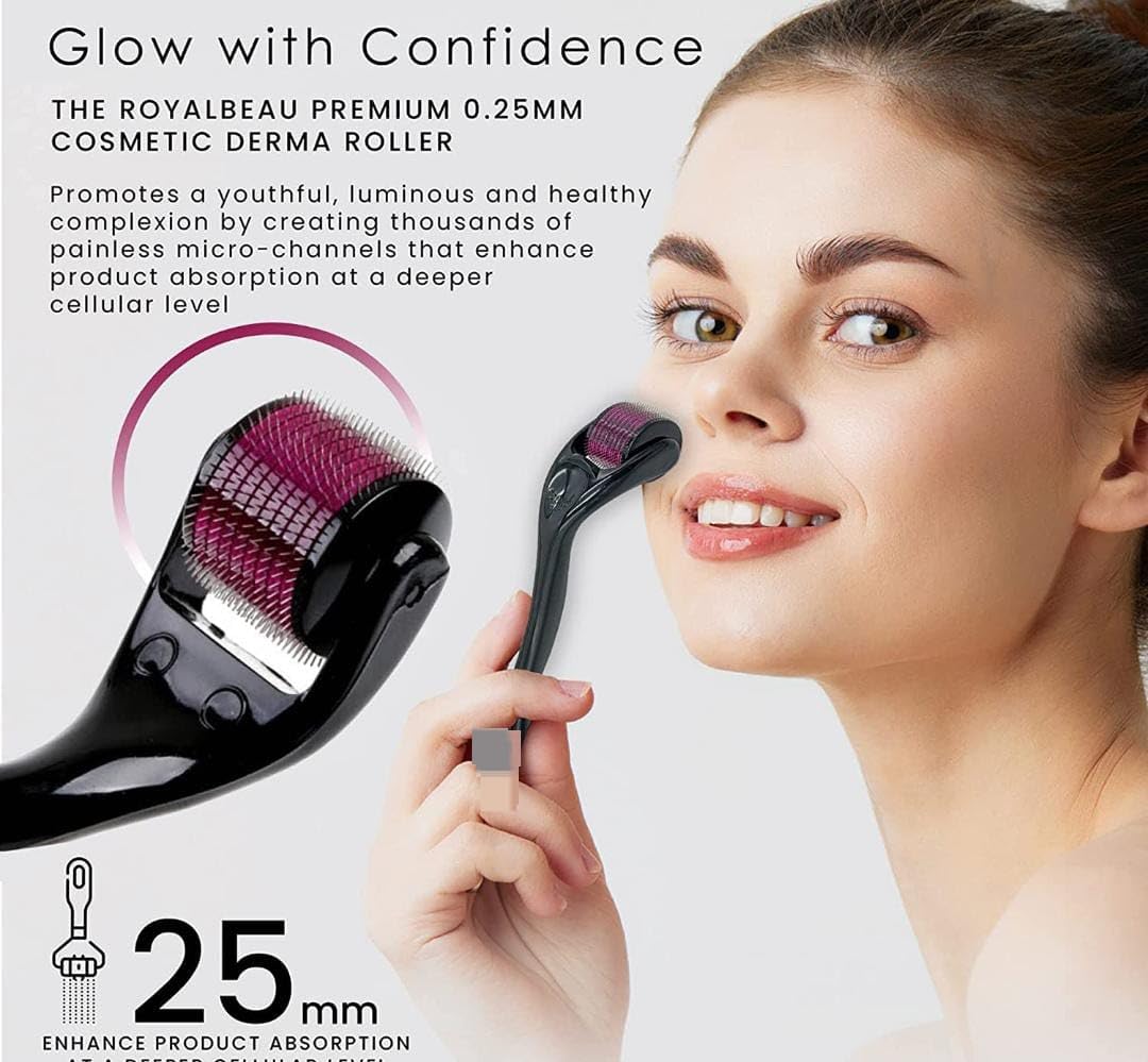 Groovs Derma Roller 540 Titanium Micro-Needles - 0.5mm Skin Care Roller for Hair Growth, Beard Growth, Anti-Aging & Acne Scar Removal | Face & Body Treatment | At-Home Microneedling Therapy (Pack of 1)
