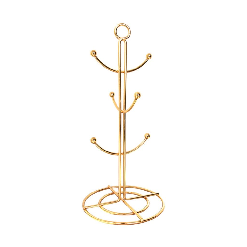 Premium Gold Coffee Cup Holder - 34x16x16cm Hanging Mug Rack for Kitchen & Dining Table Storage - Space-Saving Drainage Solution for Mugs & Cups - Perfect for Small Kitchens, Coffee Shops & Office Break Rooms