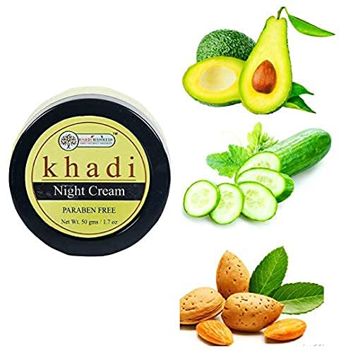 Khadi Rishikesh Ayurvedic Anti-Aging Night Cream - Reduces Wrinkles & Fine Lines, Fades Dark Spots - 50gm Herbal Moisturizer for Women & Men - Perfect for Nighttime Skincare Routine & Daily Anti-Wrinkle Care