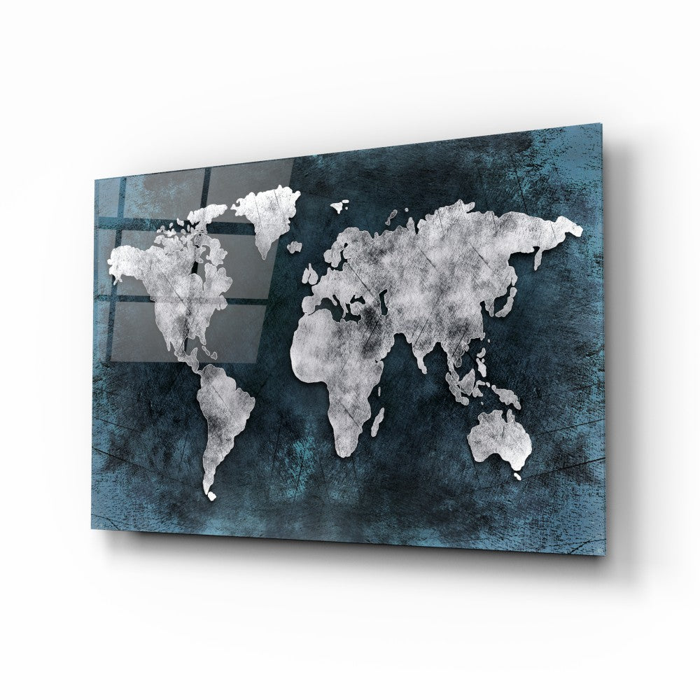 Blue World Map Wall Art - Vintage Style Decorative Poster for Home, Office & Classroom Decor - Perfect for Travel Lovers & Geography Enthusiasts