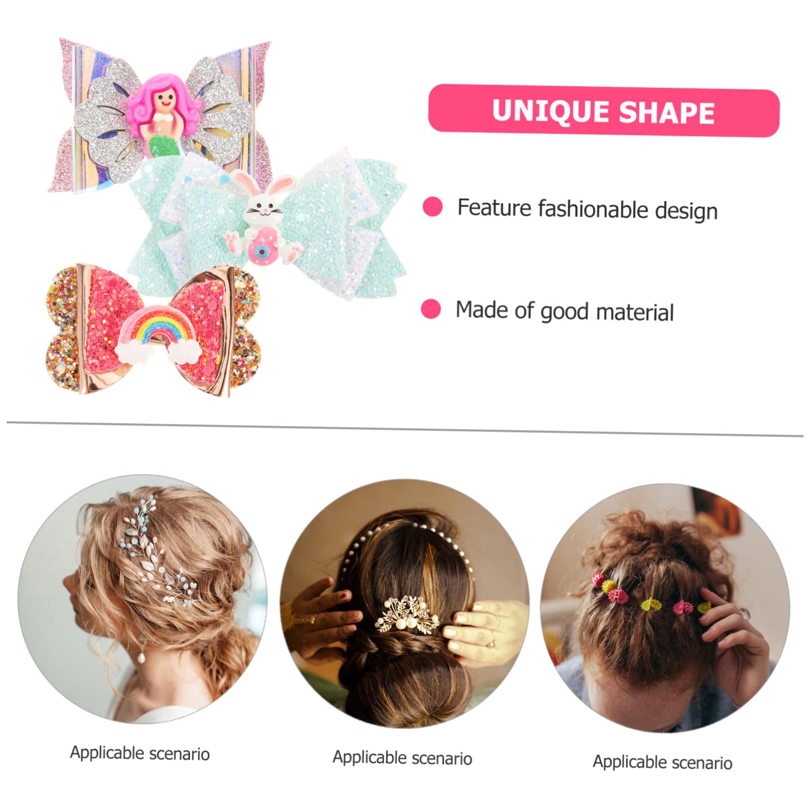 PRETYZOOM Cute Pencil & Alligator Hair Clips for Girls - 3PCS Glitter Hair Bows for Baby, Kindergarten, 1st 3rd 4th 5th Grade Back to School & Graduation - Perfect for School Photos, Parties and Daily Hair Accessories