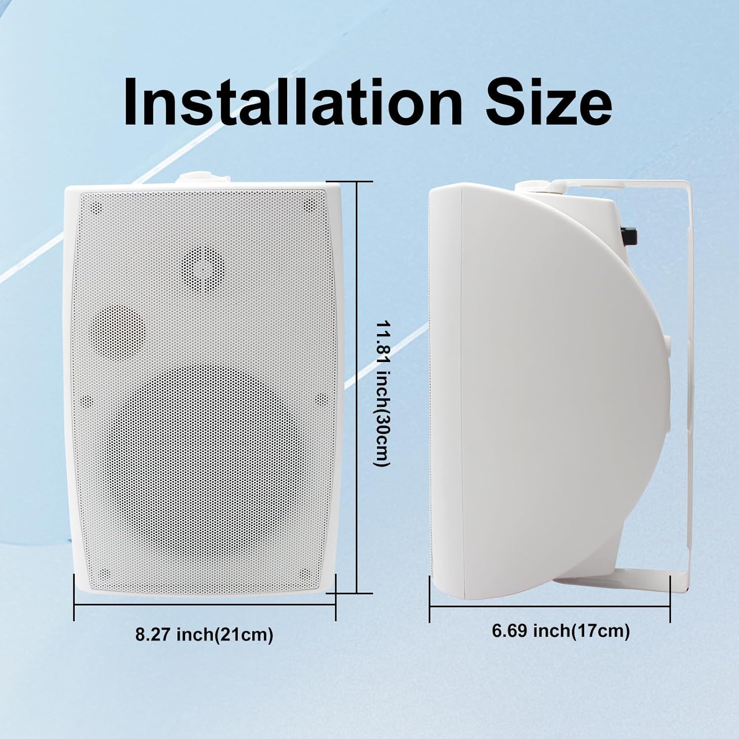 6.5 Inch 800W Outdoor Bluetooth Speakers - Waterproof Wireless/Wired Wall Mount Speakers with Multifunctional Amplifier - Perfect for Patio, Garage, Deck, Pool Party & Backyard (2 Pair, White)