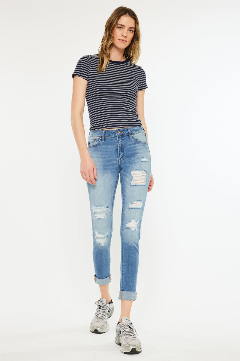 Caroline Mid Rise Ankle Skinny Jeans for Women - Stretch Denim Pants, Slim Fit, Comfortable & Fashionable - Perfect for Casual Wear, Office, and Date Night