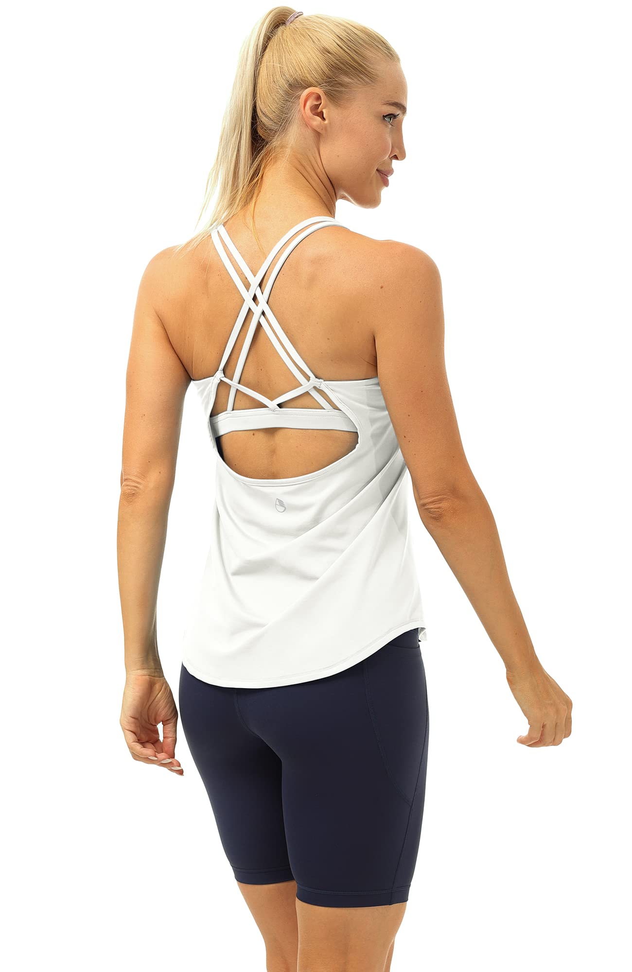 Icyzone Women's Workout Tank Tops with Built-in Bra - Strappy Athletic Yoga Shirts for Running, Gym & Exercise | Perfect for Yoga, HIIT & Fitness Training