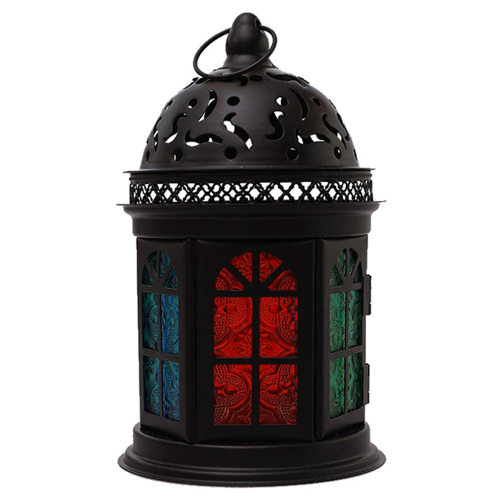 VICASKY 1pc Iron Hanging Light - Vintage Chic Lantern Candle Holder for Indoor/Outdoor Decor (Assorted Colors) - Perfect for Patio, Garden, Porch & Wedding Decorations
