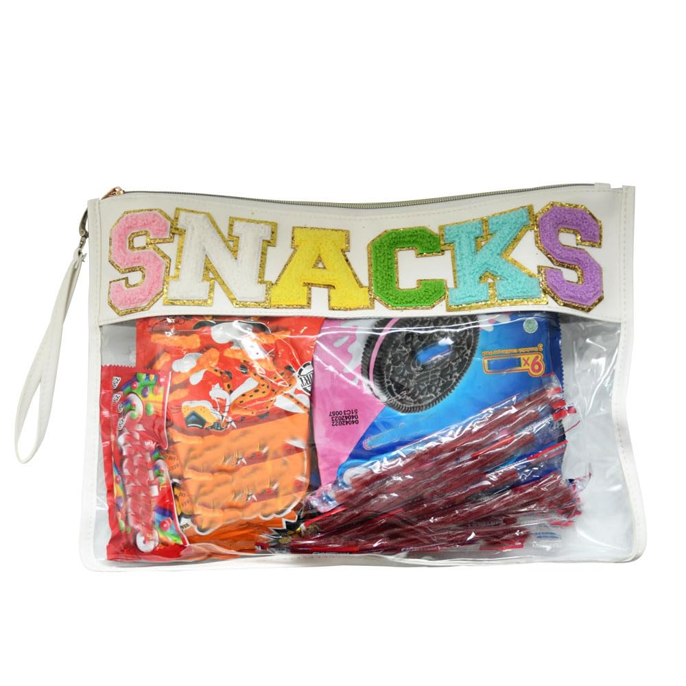 Preppy Makeup Bag for Teen Girls - Clear Cosmetic Pouch with Wrist Strap & Snack Storage - Perfect for School, Travel, and Sleepovers
