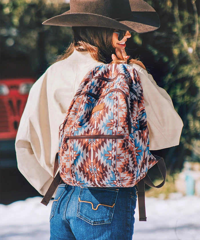 Wrangler Aztec Printed Diaper Bag Backpack - Stylish & Spacious Baby Essentials Organizer for Moms | Perfect for Travel, Daycare & Family Outings
